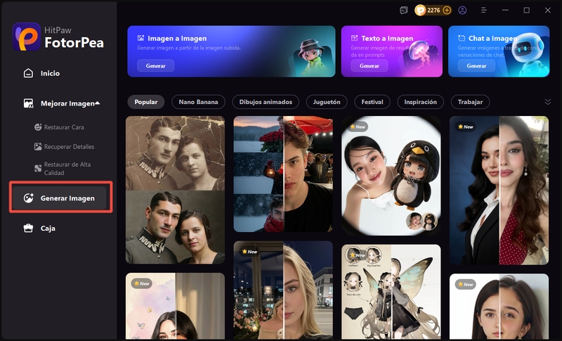 iniciar el generador de fotos con IA de FotorPea