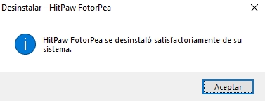 desinstalar hitpaw fotorpea con exito