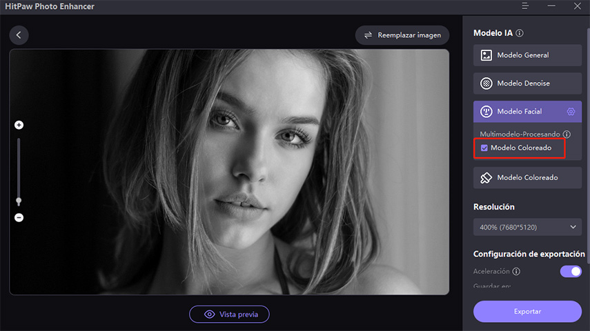 seleccionar modelo facial y coloreado