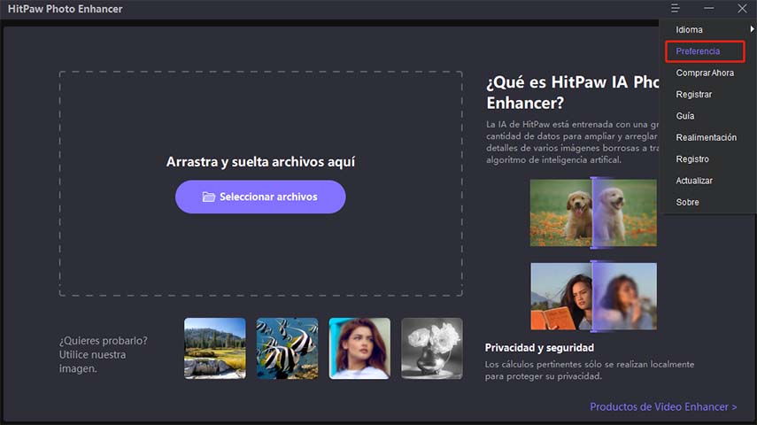 preferencia de hitpaw photo enhancer