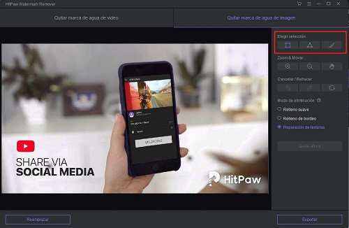 HitPaw Watermark Remover seleccionar marca de agua