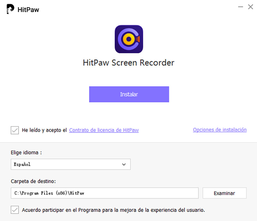 seleccionar el idioma de hitpaw screen recorder