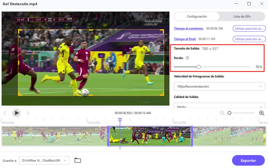 seleccionar parámetros de salida
