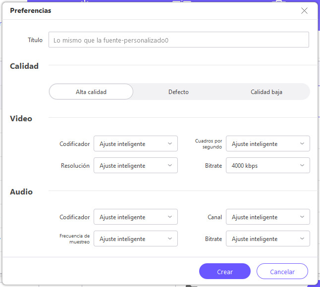 ajustar video preferencias