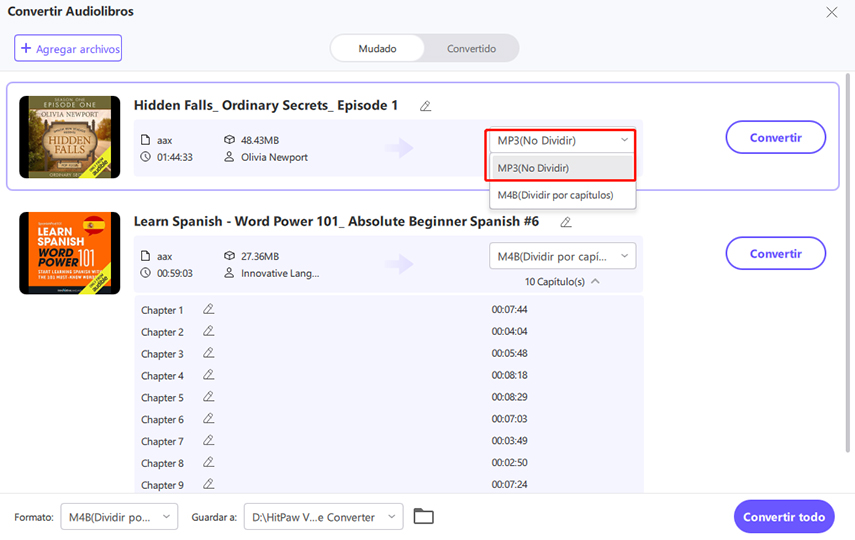 convertir audible a mp3 o m4b