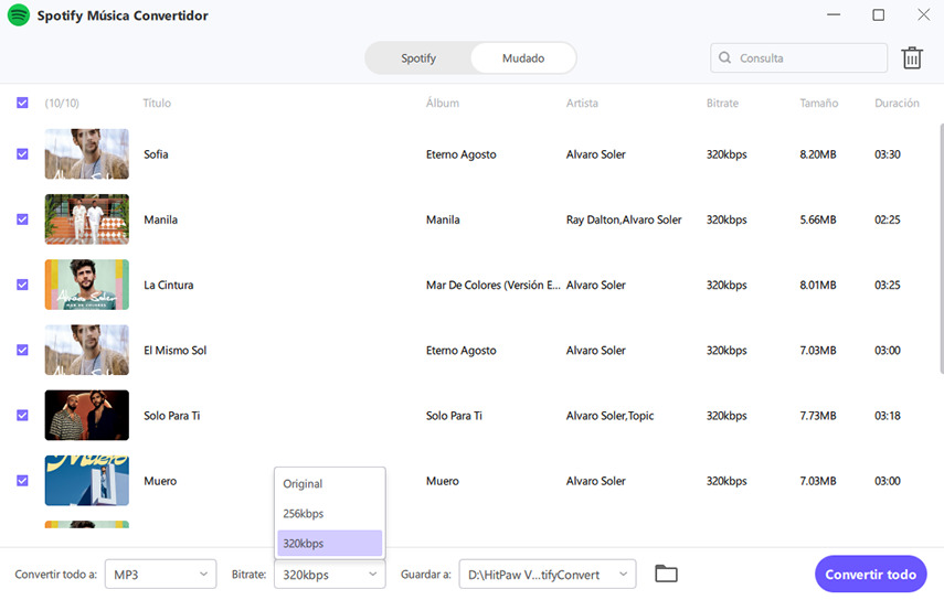 convertir spotify a 320kbps
