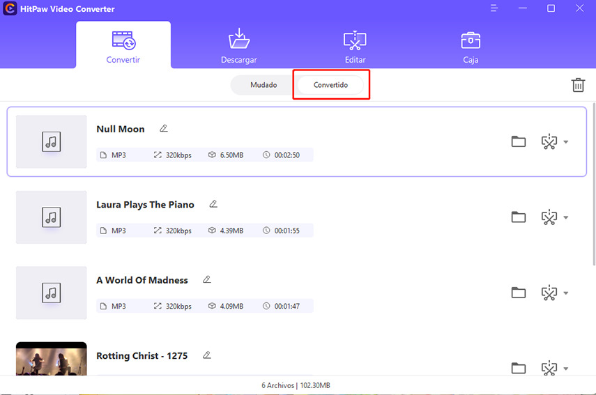 convertir audio con exito en hitpaw video converter