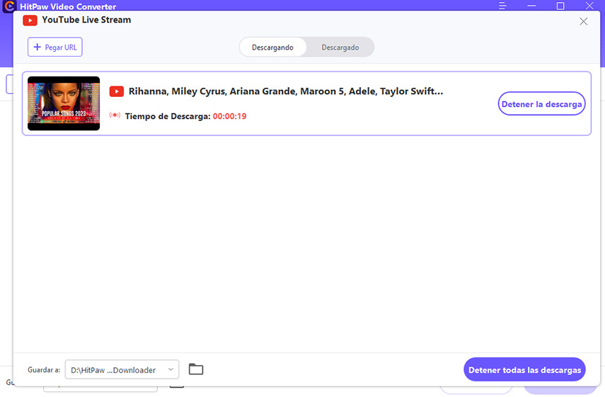 descargando youtube livestream