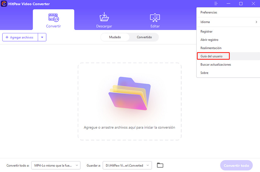 abrir hitpaw video converter guía