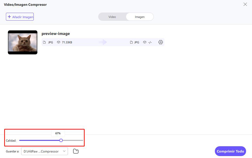 selecciona la calidad de compresión preferida