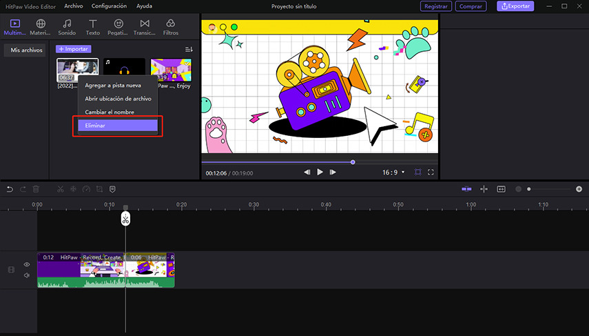 eliminar el video