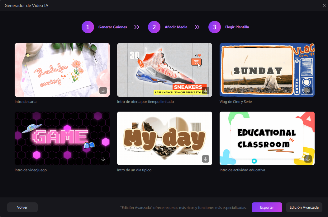 usar plantilla de introducción y continuar