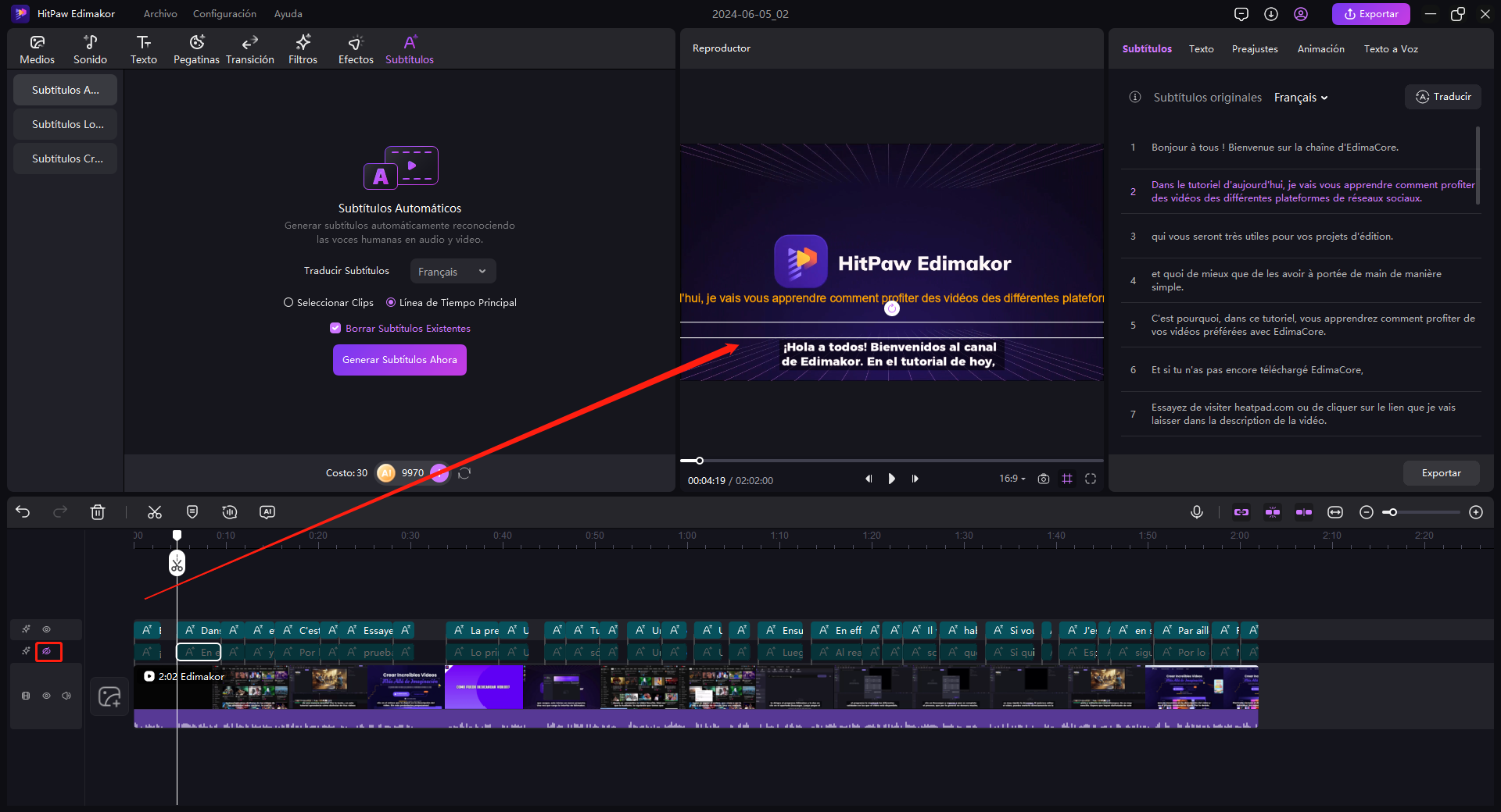 hitpaw edimakor auto subtitle translator - customize subtitle preset