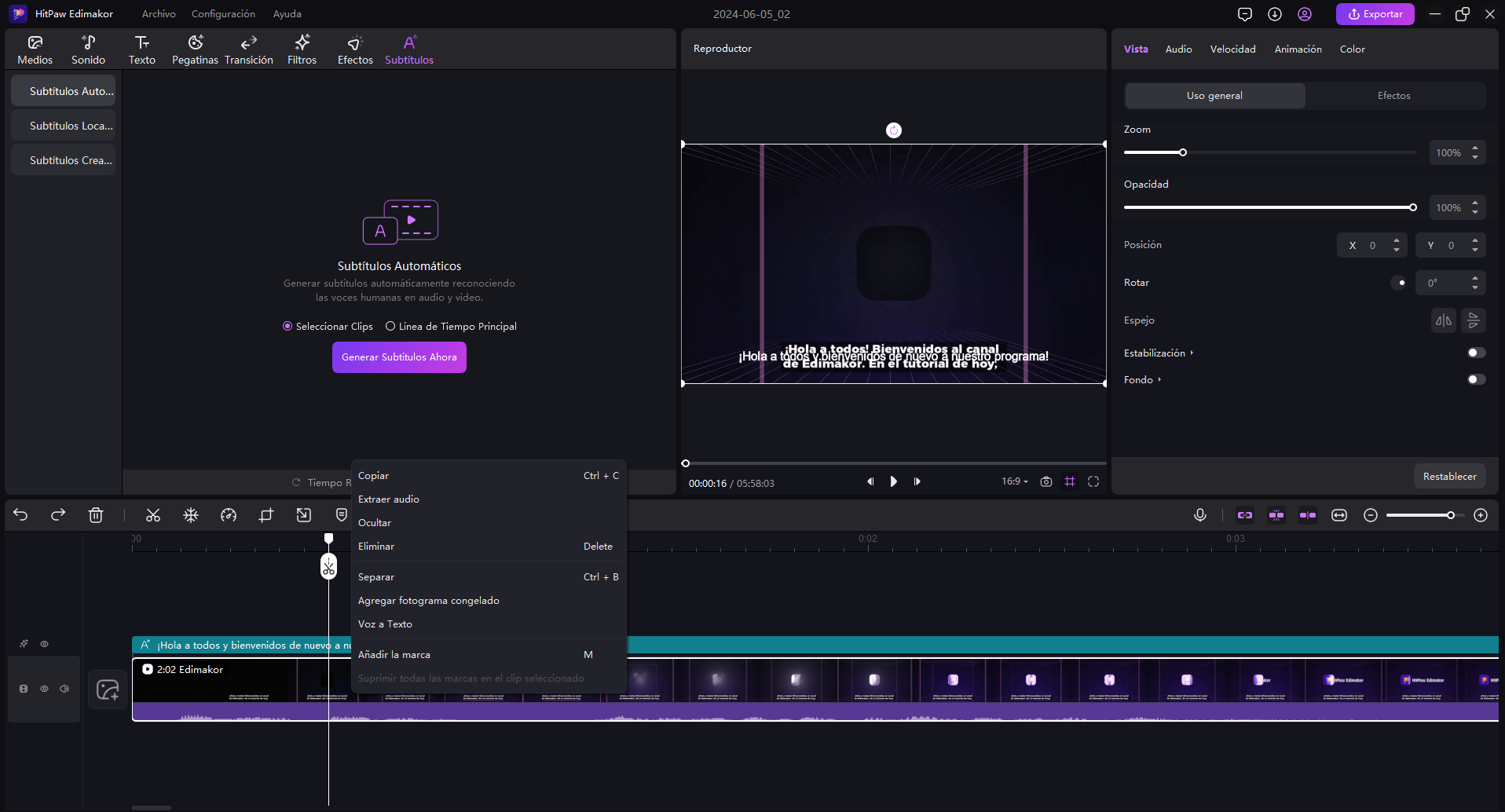 hitpaw edimakor speech to text guide step 2