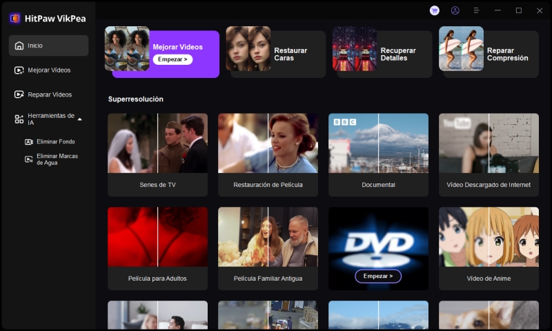 interfaz principal de HitPaw VikPea
