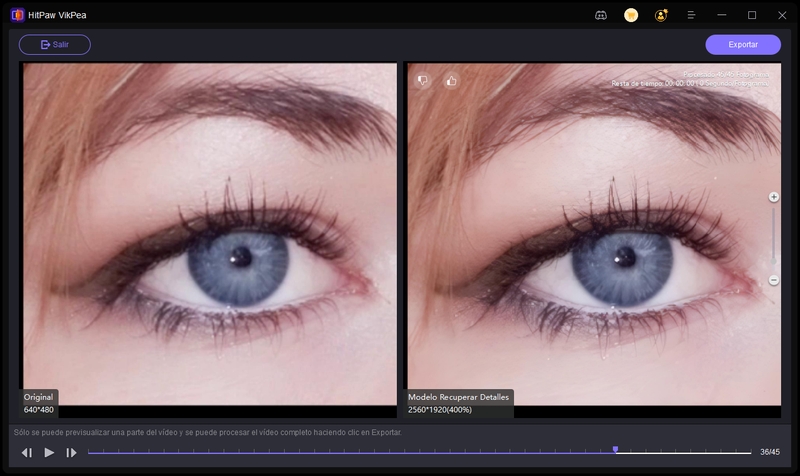 vista previa del video mejorado