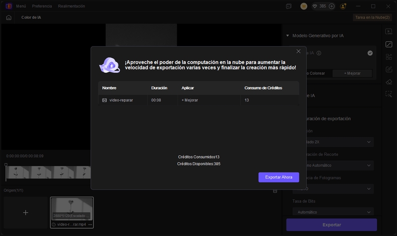 exportar video coloreado