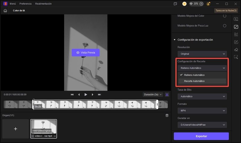 Opciones de recorte de Color de IA de HitPaw VikPea