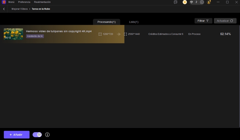 proceso de aceleración en la nube de hitpaw vikpea