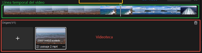 interfaz de control de reproducción y edición de video