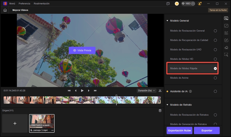 Modelo de Nitidez Rápida de hitpaw vikpea