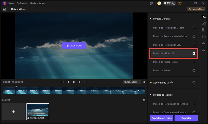 modelo Nitidez HD de hitpaw vikpea