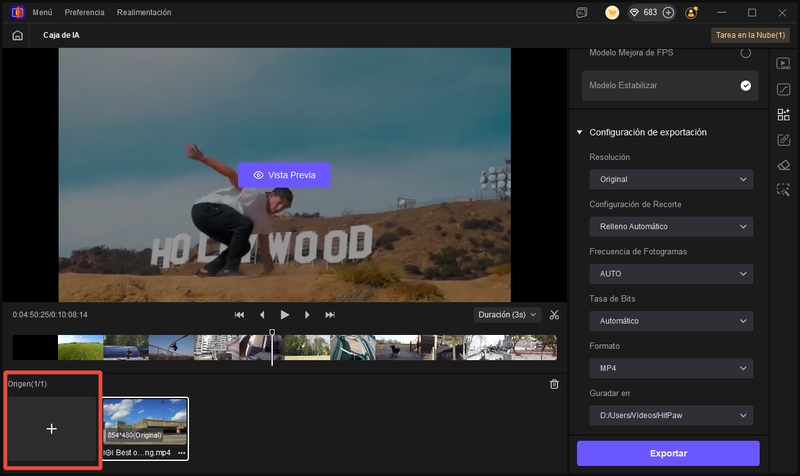 importar video para estabilizar