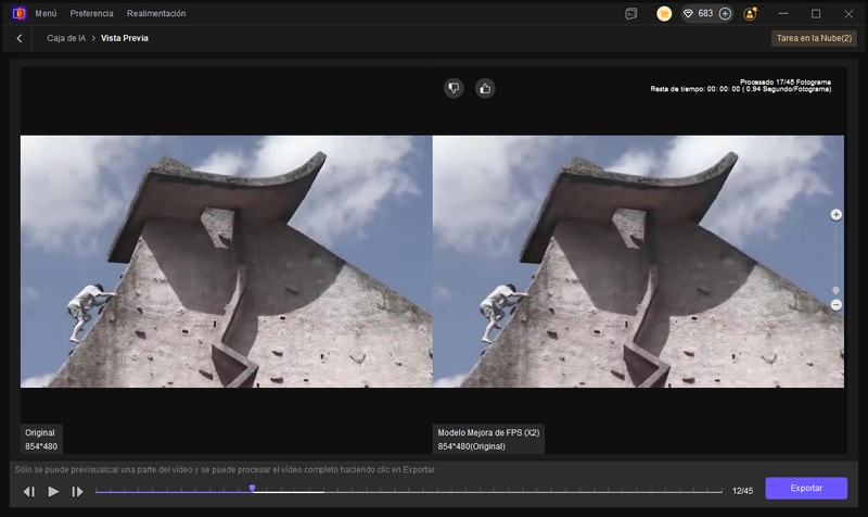 previsualizar efecto de interpolación de fotogramas