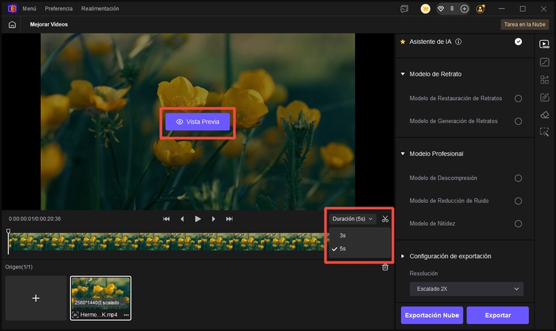 opción de previsualización de video enhancer de hitpaw vikpea