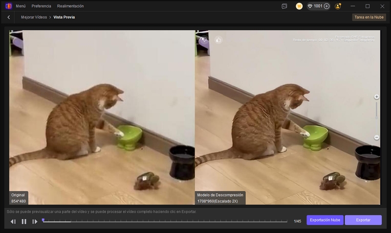 previsualizar efecto de descompresión de video