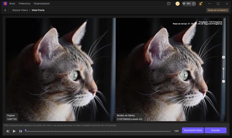 previsualizar y exportar video afilado
