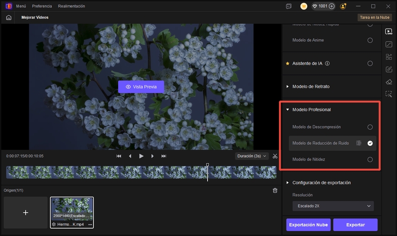 seleccionar módulo de mejora de vídeo profesional