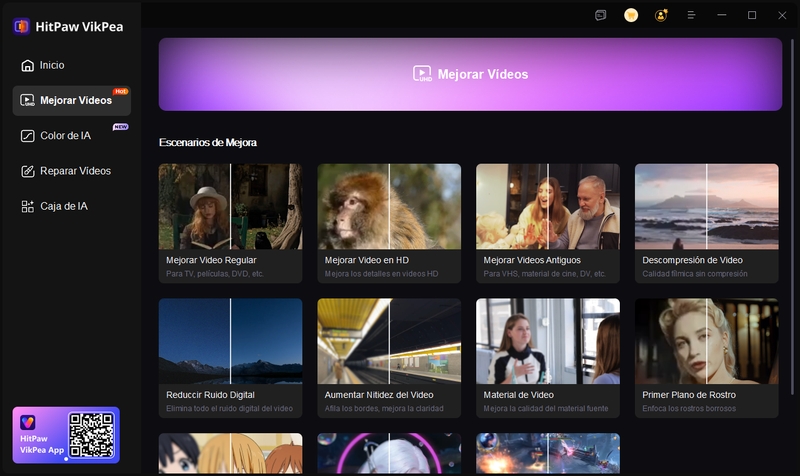 importar video para afilar desde pestaña de mejorador