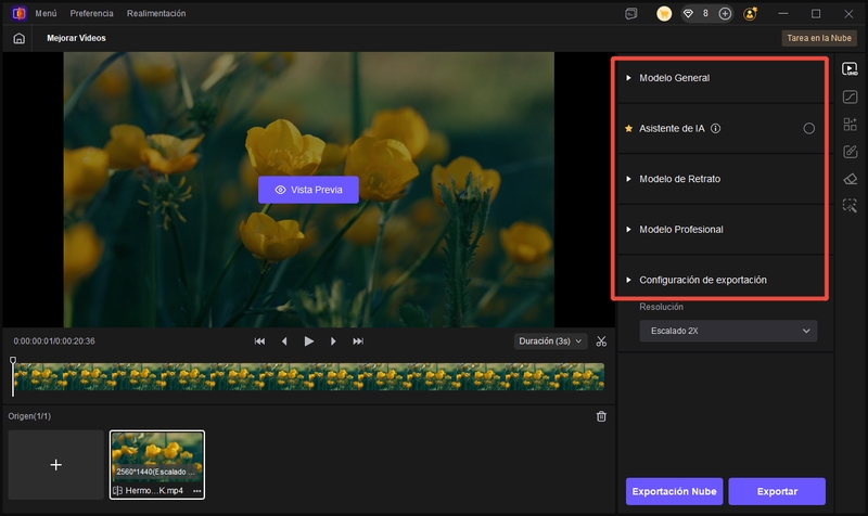 elegir el modelo para convertir el video de 1080p a 4k en hitpaw vikpea