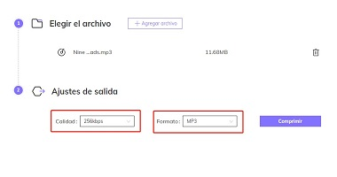 comprimir audio paso2