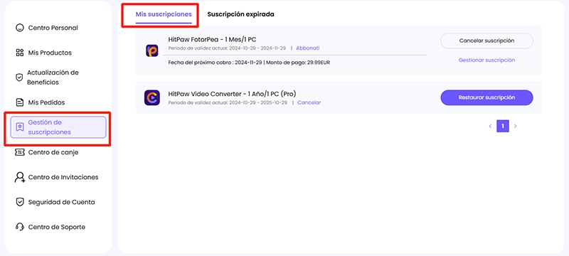 cancelar suscripción