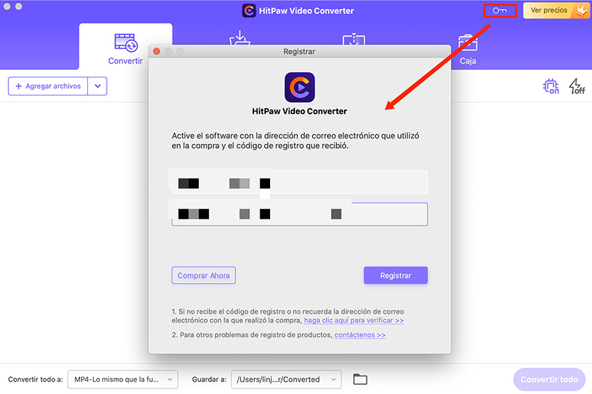 cómo registrar hitpaw producto en Mac