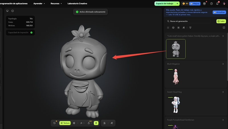 meshy ai 3d modelo generado