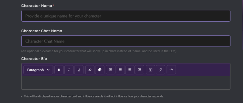 definir el nombre y la descripción para crear personaje en Janitor AI