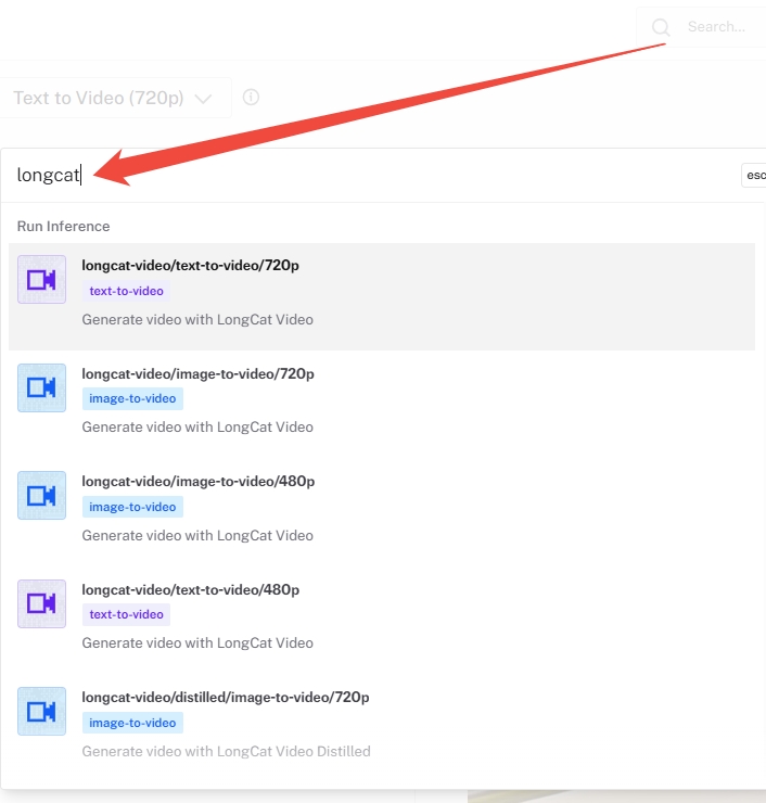 acceso a la función longcat video en fal ai