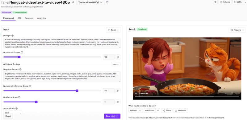 video longcat generado en fal ai