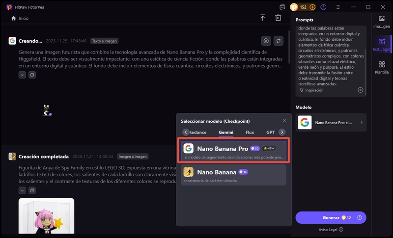 fotorpea nanobanana pro elegir modelo
