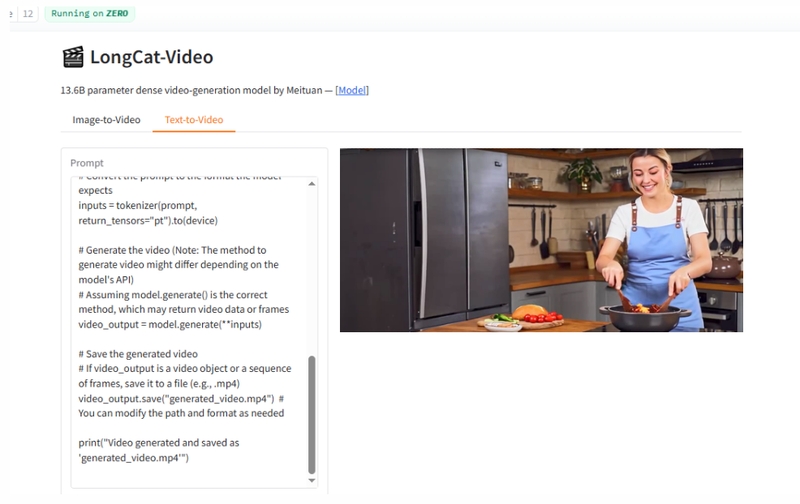 video longcat generado en hugging face