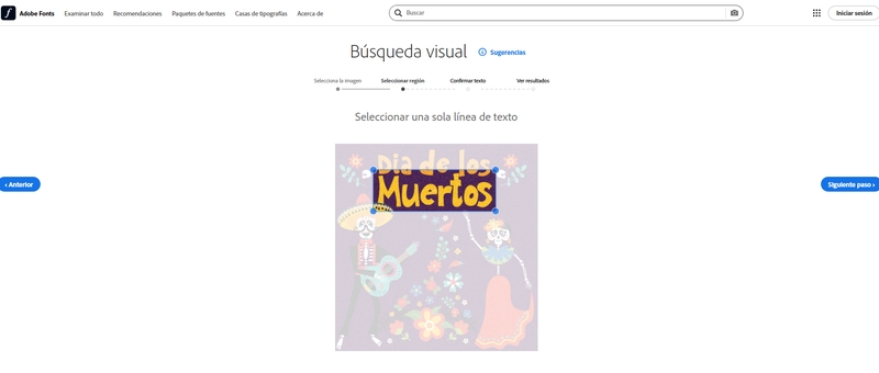 Adobe Fonts para identificar fuente por imagen