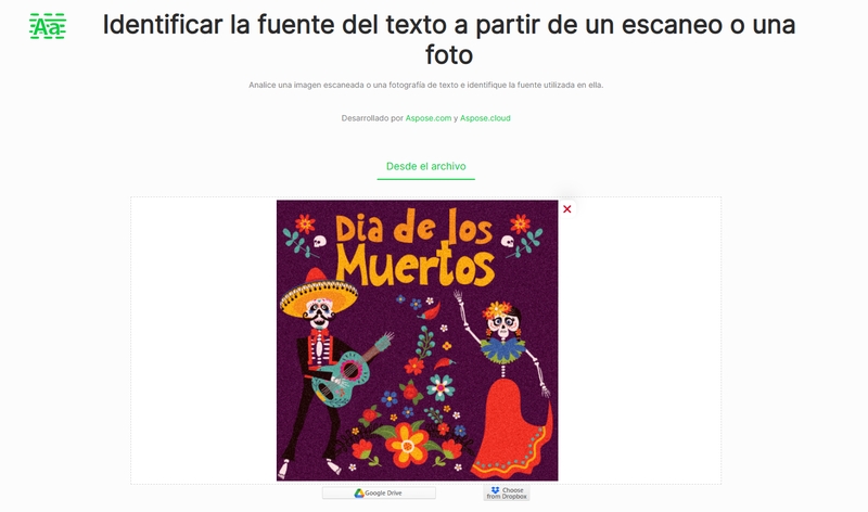 Aspose Font Detector para buscar fuente por imagen