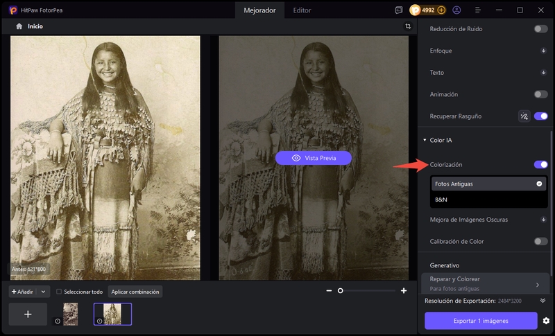 fotorpea elegir modelo colorizacion reparar fotos