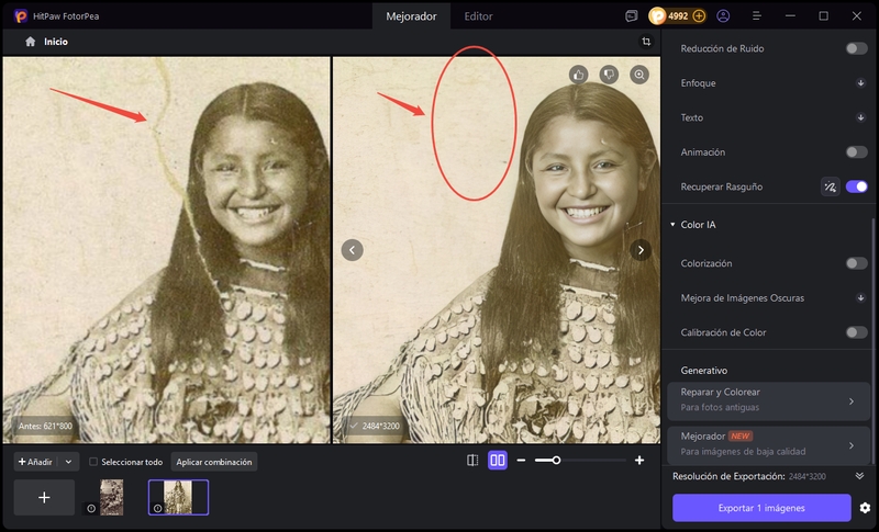 fotorpea modelo recuperacion reparar fotos efecto