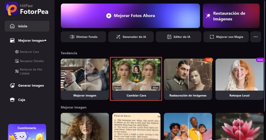 elegir cambiar cara y colocar tu rostro 