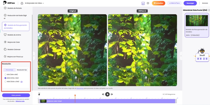 convertir resolución 1080p a 4k online con hitpaw online video enhancer