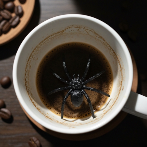 Taza con araña sorpresa de broma